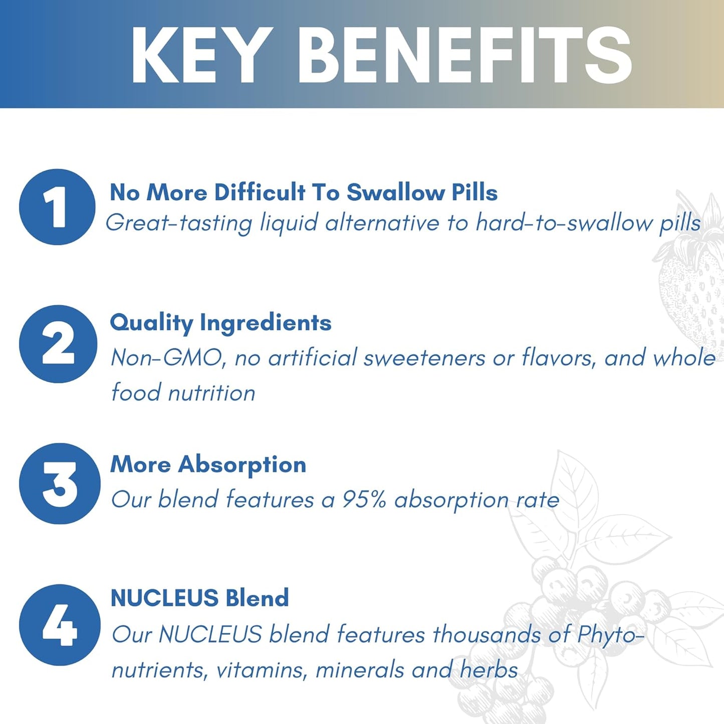 Nucleus Liquid Vitamins: Multivitamin Nutrition Drink for Men and Women - Sugar and Gluten Free - Vegetarian Supplement - 32 oz Passion Berry