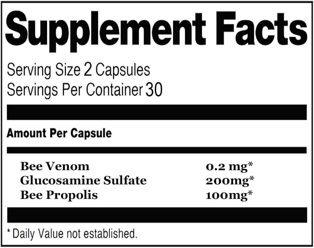 Nue B Venom Bee Venom Capsules with Glucosamine Sulfate - Natural Joint Support