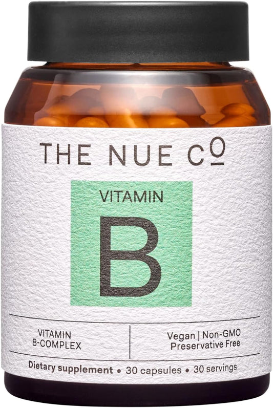 Nue Co. Vitamin B Supplement for Energy, Healthy Skin & Hair - Vegan, Gluten Free - 30 Capsules