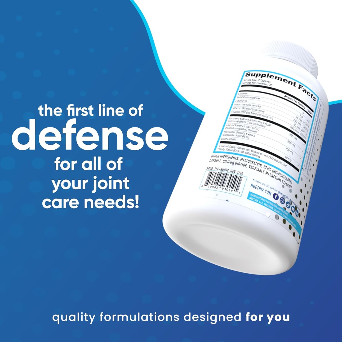 NuEthix Formulations Nu-Flame Defense Supplement for Joint Irritation - 60 Capsules - BoostGo Australia