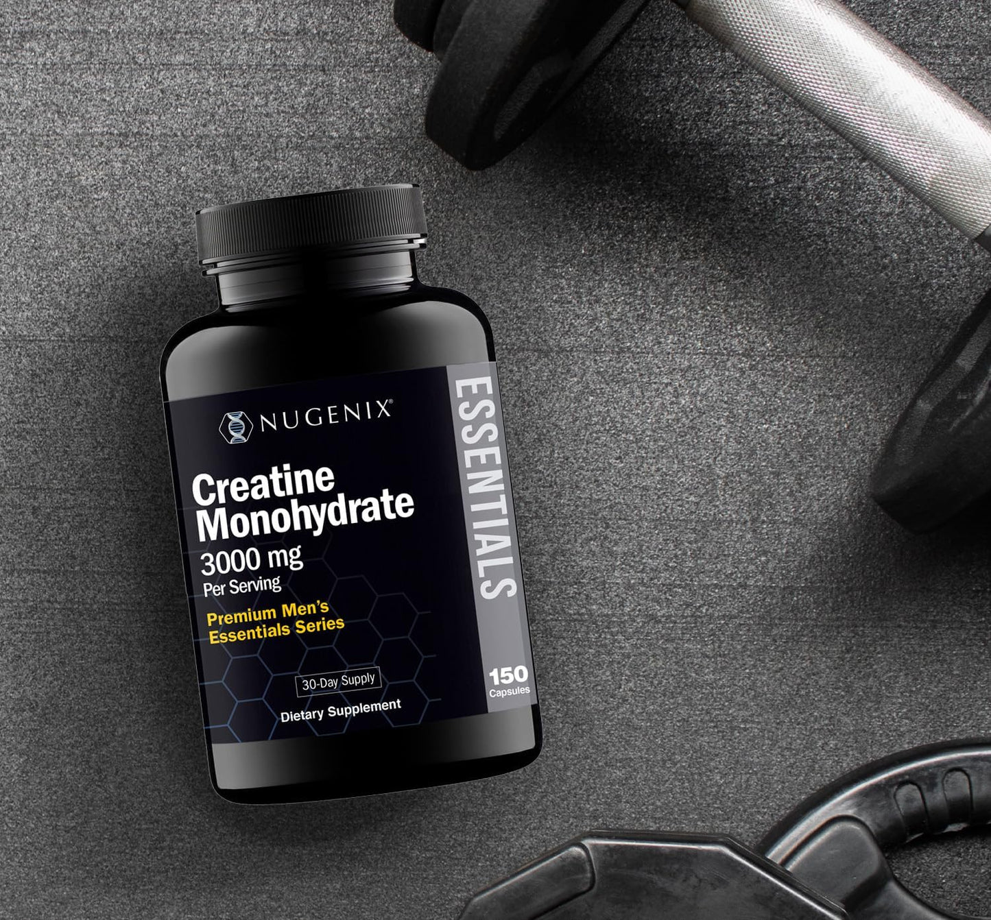 Nugenix Essentials Premium Creatine Monohydrate 3000mg Supplement, 150 Capsules - Boost Muscle Performance and Recovery