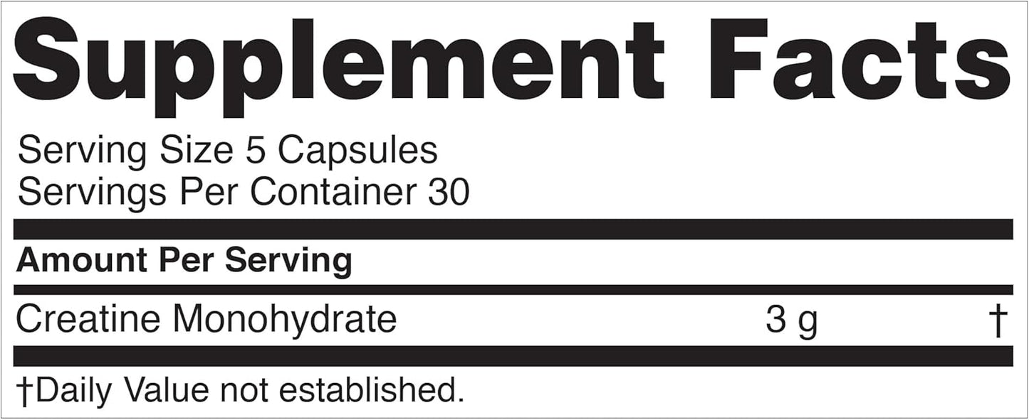 Nugenix Essentials Premium Creatine Monohydrate 3000mg Supplement, 150 Capsules - Boost Muscle Performance and Recovery