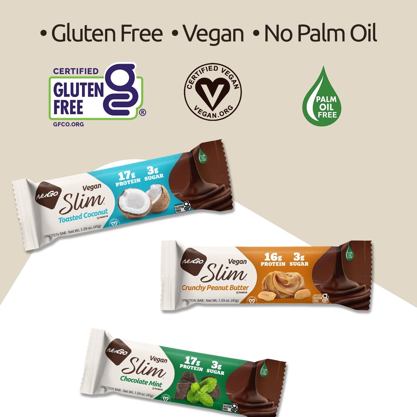 Nugo Slim Dark Chocolate Toasted Coconut Bars - 16g Vegan Protein, Low Sugar, High Fiber, Keto & Gluten Free - 24 Count