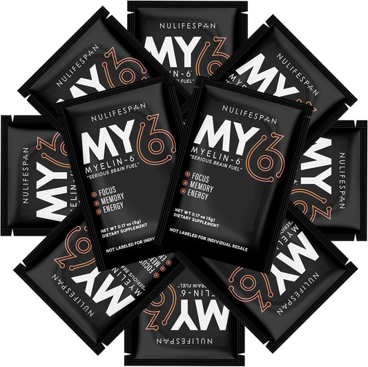 Nulifespan Myelin-6 Sampler Pack: Focus Supplement with AlphaSize for Brain Wellness, Memory & Cognitive Function, Orange Tangerine Flavor, 10 Single Serve Packs, Gluten-Free & Non-GMO