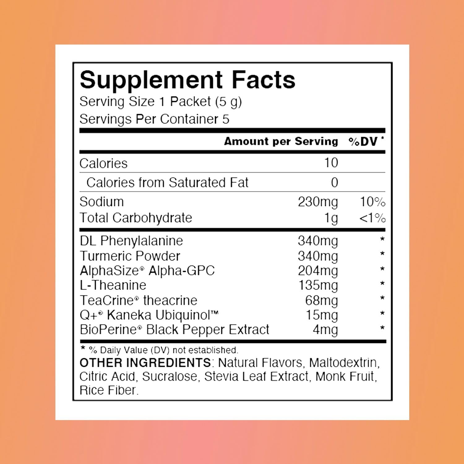 Nulifespan Myelin-6 Sampler Pack: Focus Supplement with AlphaSize for Brain Wellness, Memory & Cognitive Function, Orange Tangerine Flavor, 10 Single Serve Packs, Gluten-Free & Non-GMO