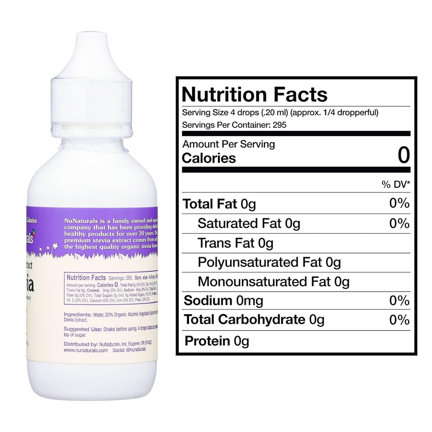 NuNaturals Clear Extract NuStevia Plant-Based Sweetener 2 oz 2-Pack Plastic-Free