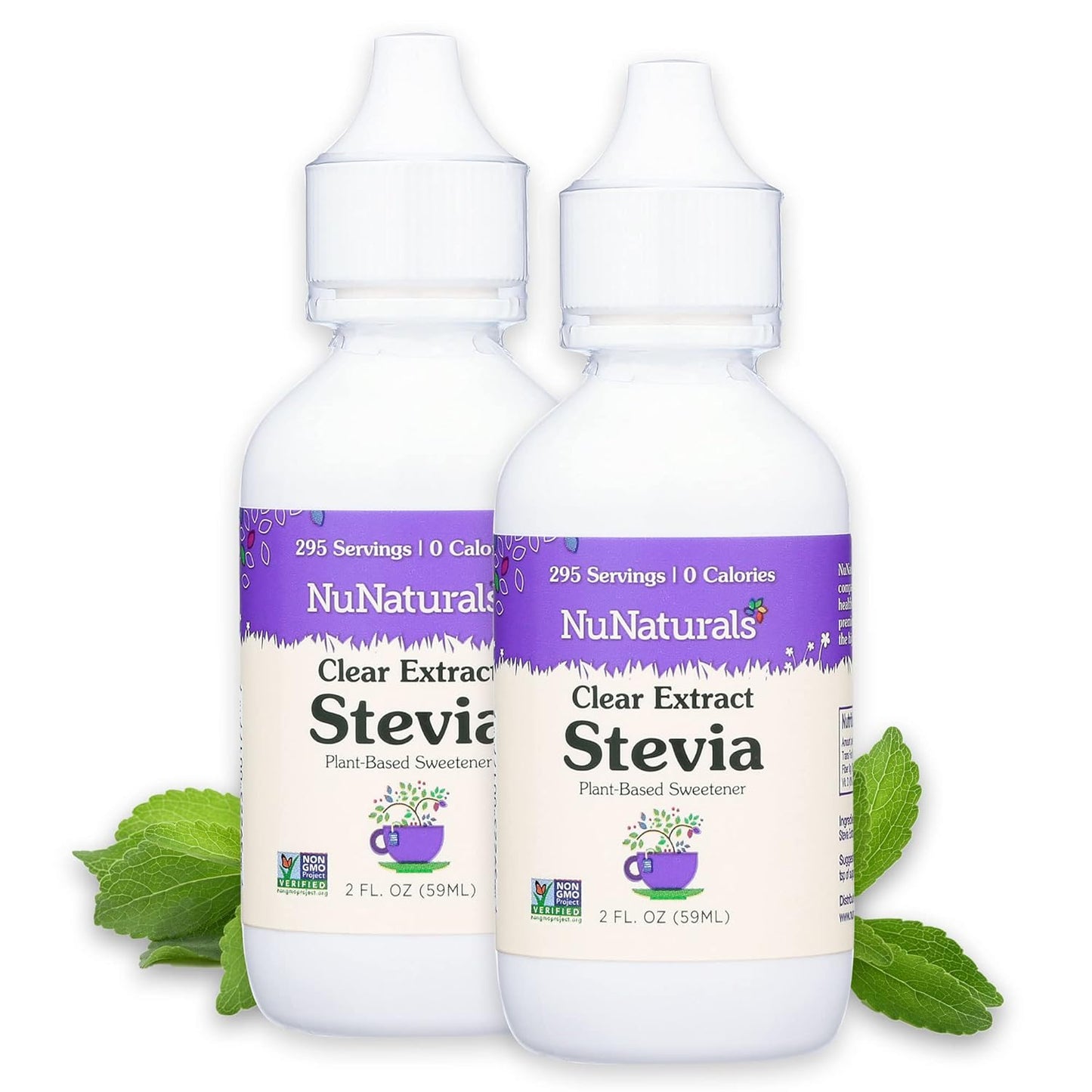NuNaturals Clear Extract NuStevia Plant-Based Sweetener 2 oz 2-Pack Plastic-Free