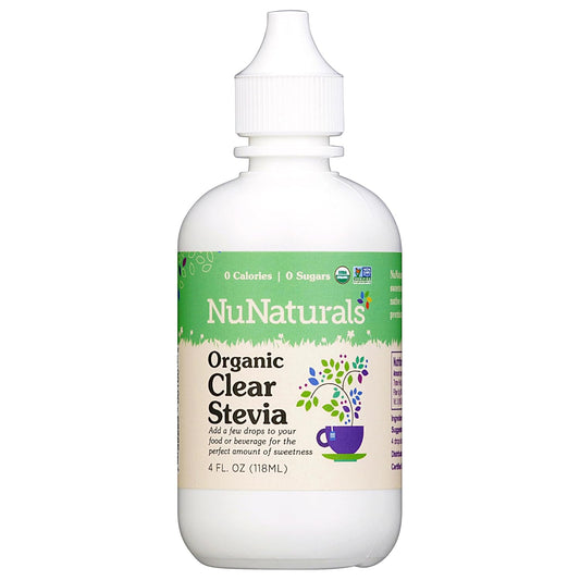 NuNaturals Clear Extract Stevia 4 oz - Plant-Based Sweetener in Plastic Bottle