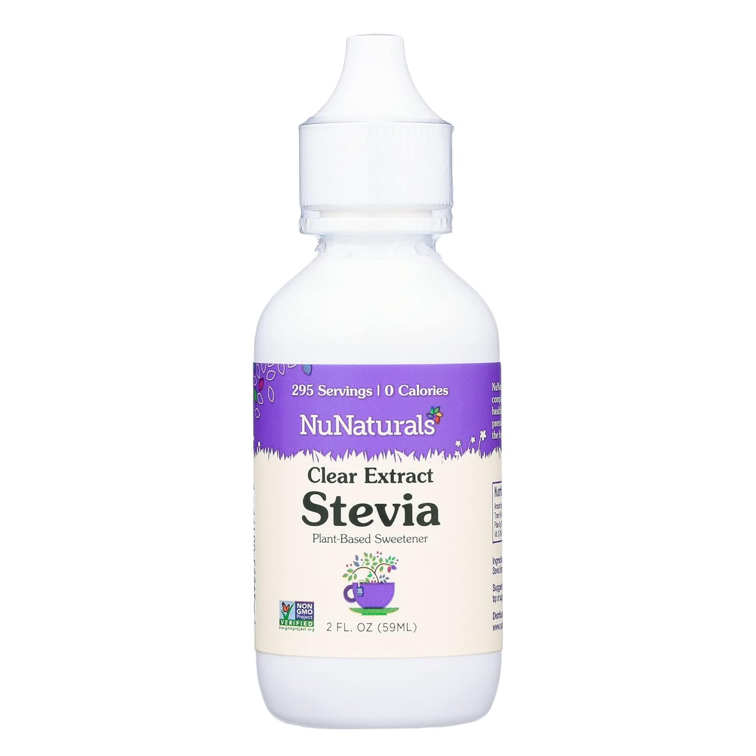 NuNaturals Clear Extract Stevia: Plant-Based Sweetener in 2 oz Plastic Bottle