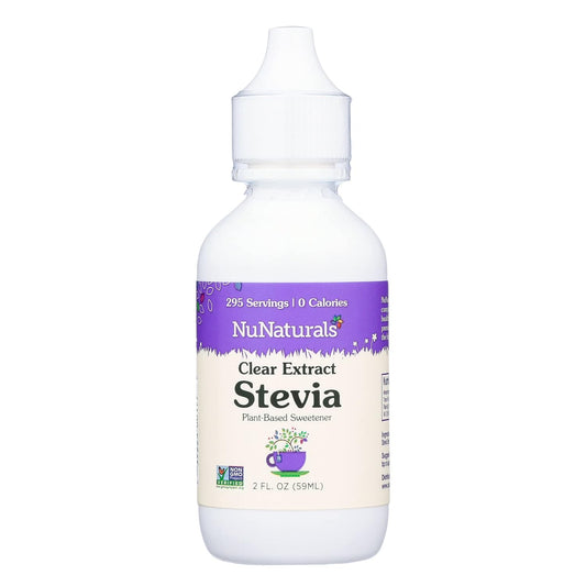 NuNaturals Clear Extract Stevia: Plant-Based Sweetener in 2 oz Plastic Bottle