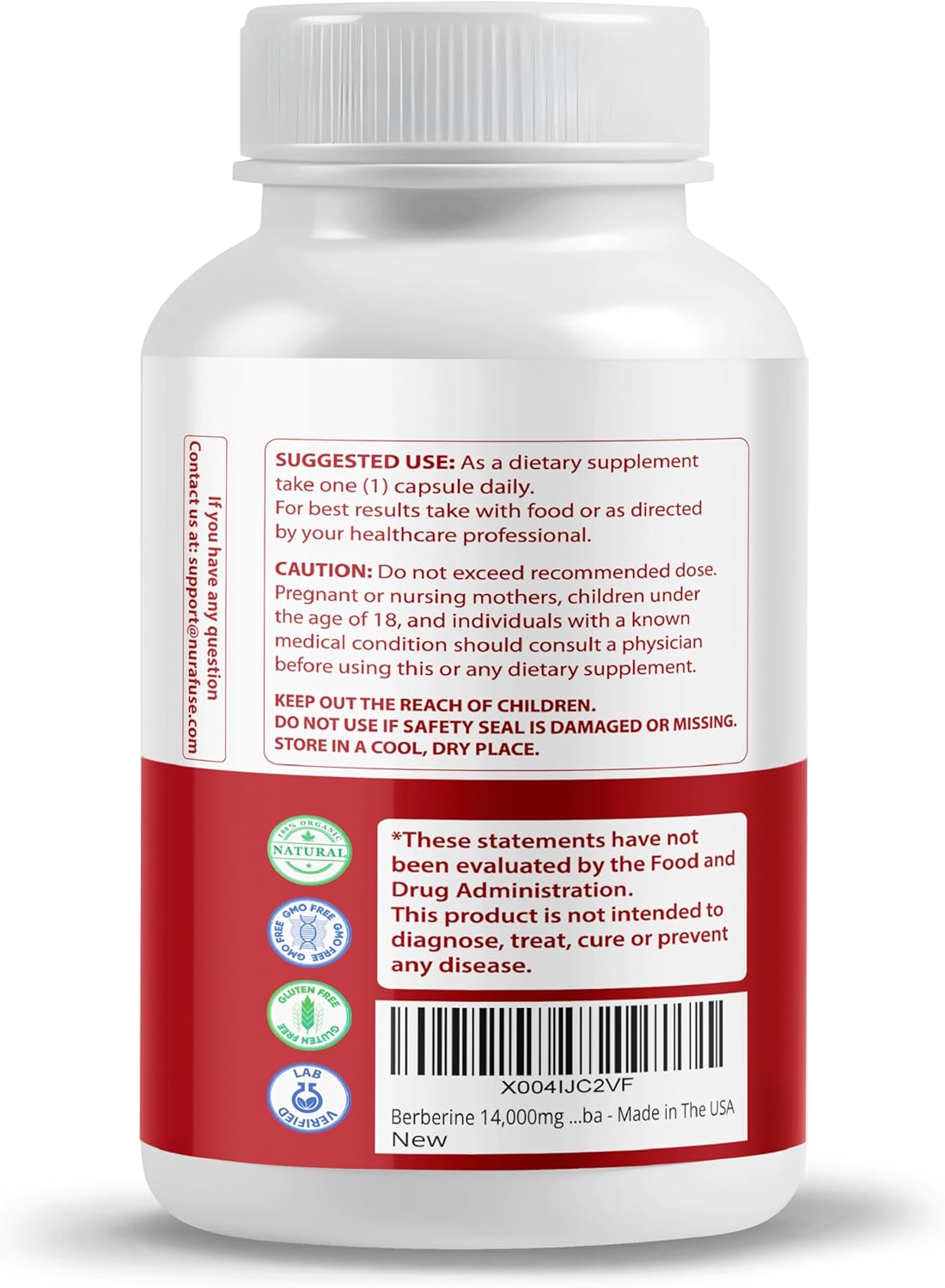 NURAFUSE 14-in-1 Berberine Supplement with Ceylon Cinnamon, Apple Cider Vinegar, Turmeric & More - USA Made