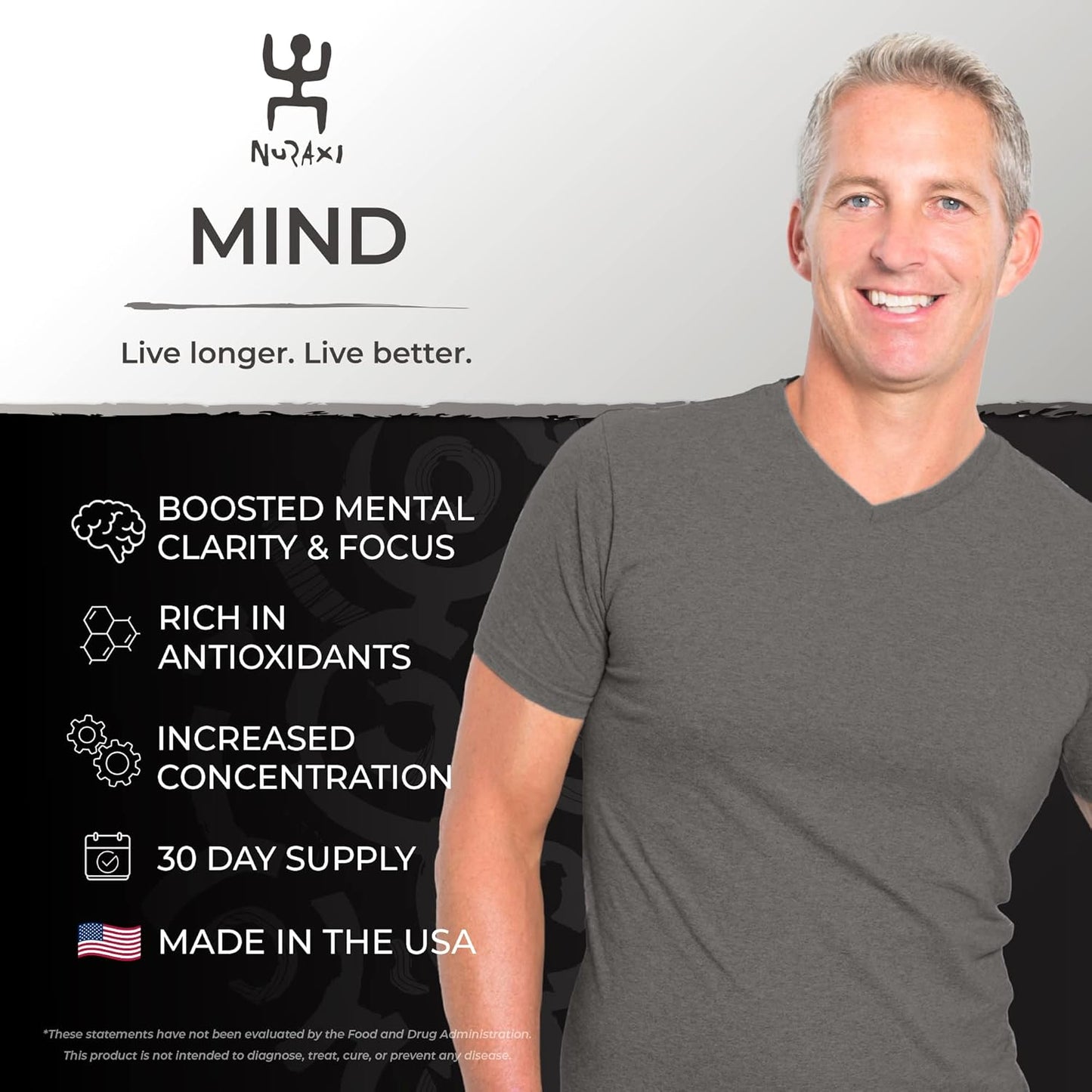 Nuraxi Mind Brain Formula Supplement with Natural Sardinian Ingredients for Focus & Memory Boost - 60 ct