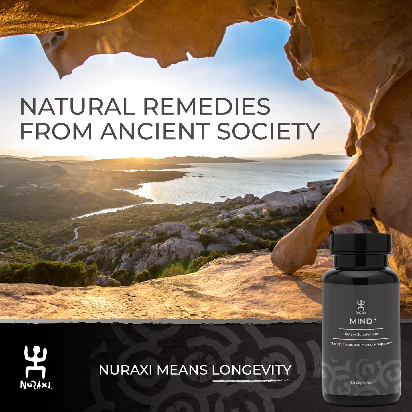 Nuraxi Mind Brain Formula Supplement with Natural Sardinian Ingredients for Focus & Memory Boost - 60 ct