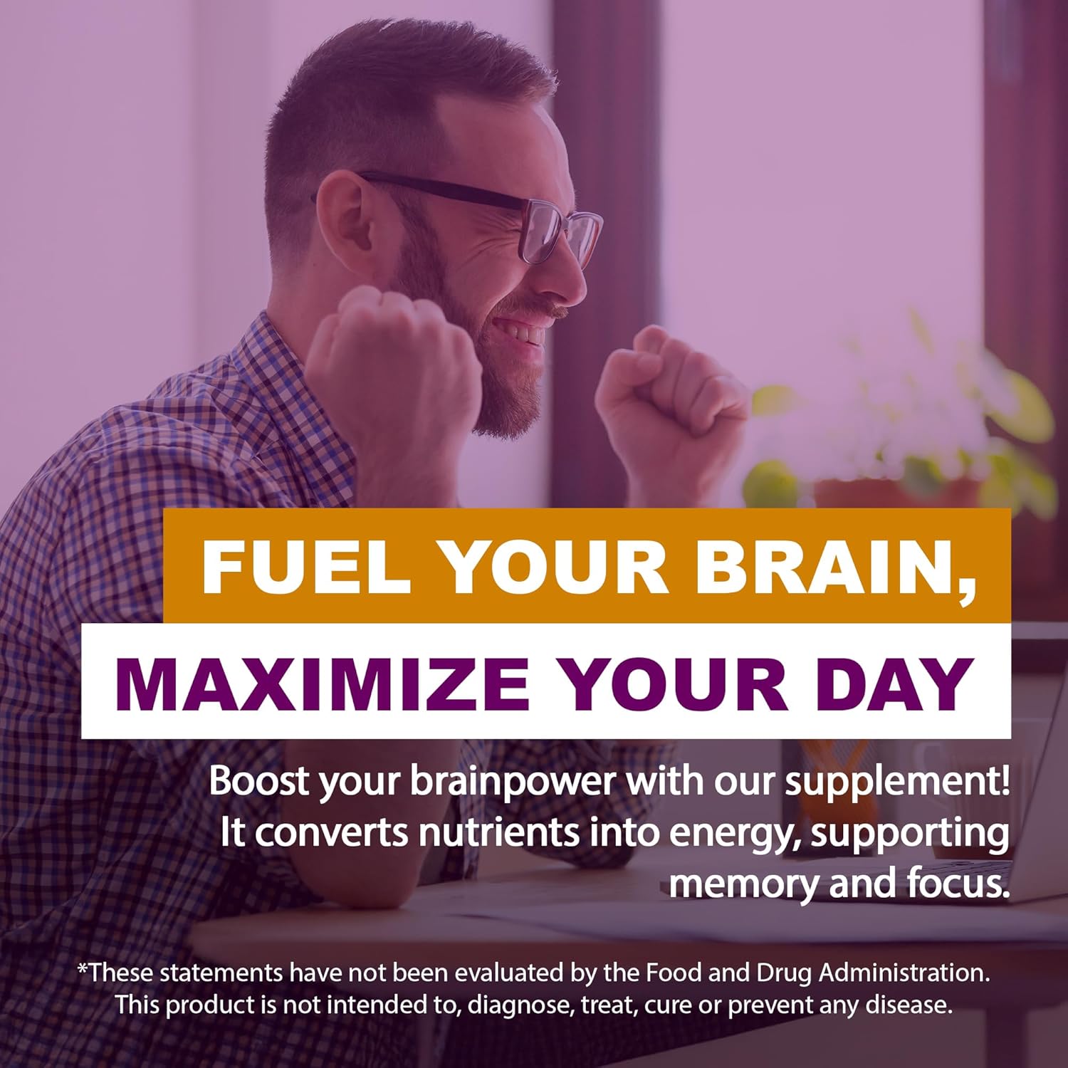 Nurovive Brain Health Supplement with Vitamin B12, B1, B3, B5 & Taurine - 60 Capsules for Focus & Memory Support