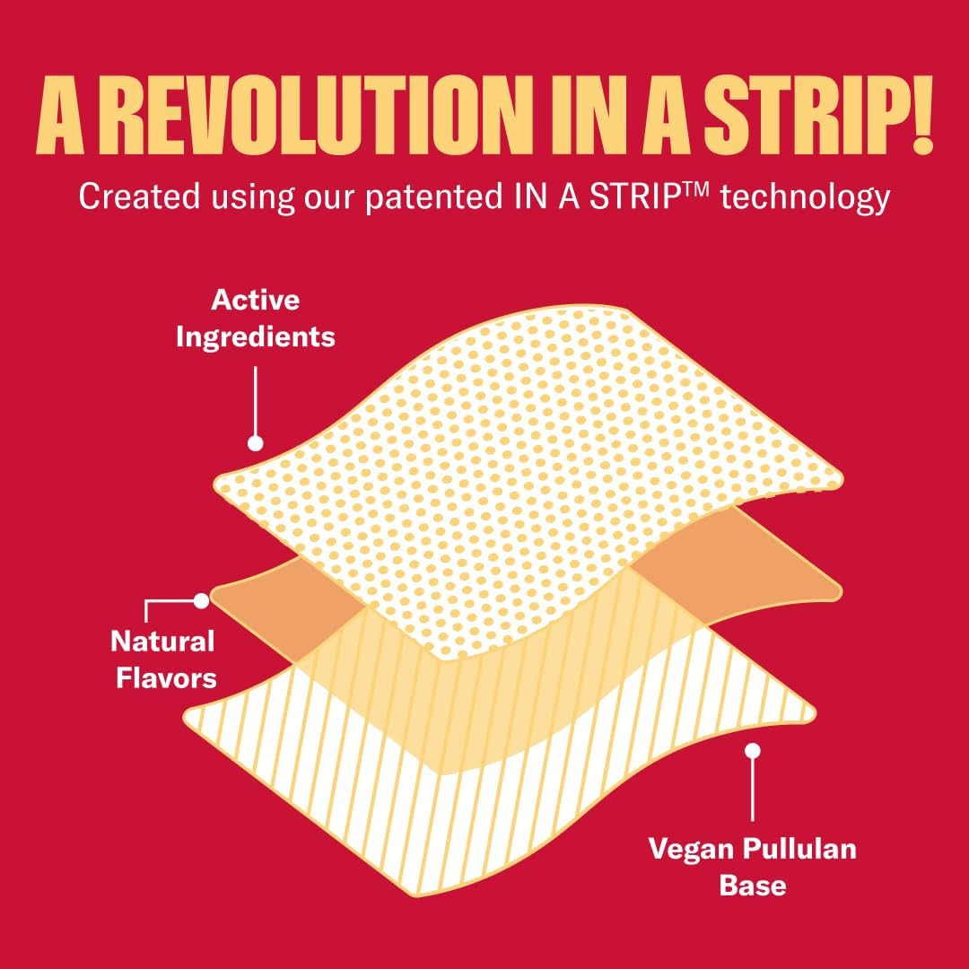 NuStrips Energy | Natural Energy Strips with Caffeine, L-Theanine, Vitamin B12 | 30 Strips = 30 Drinks | Fast Absorption (Cinnamon Vanilla)