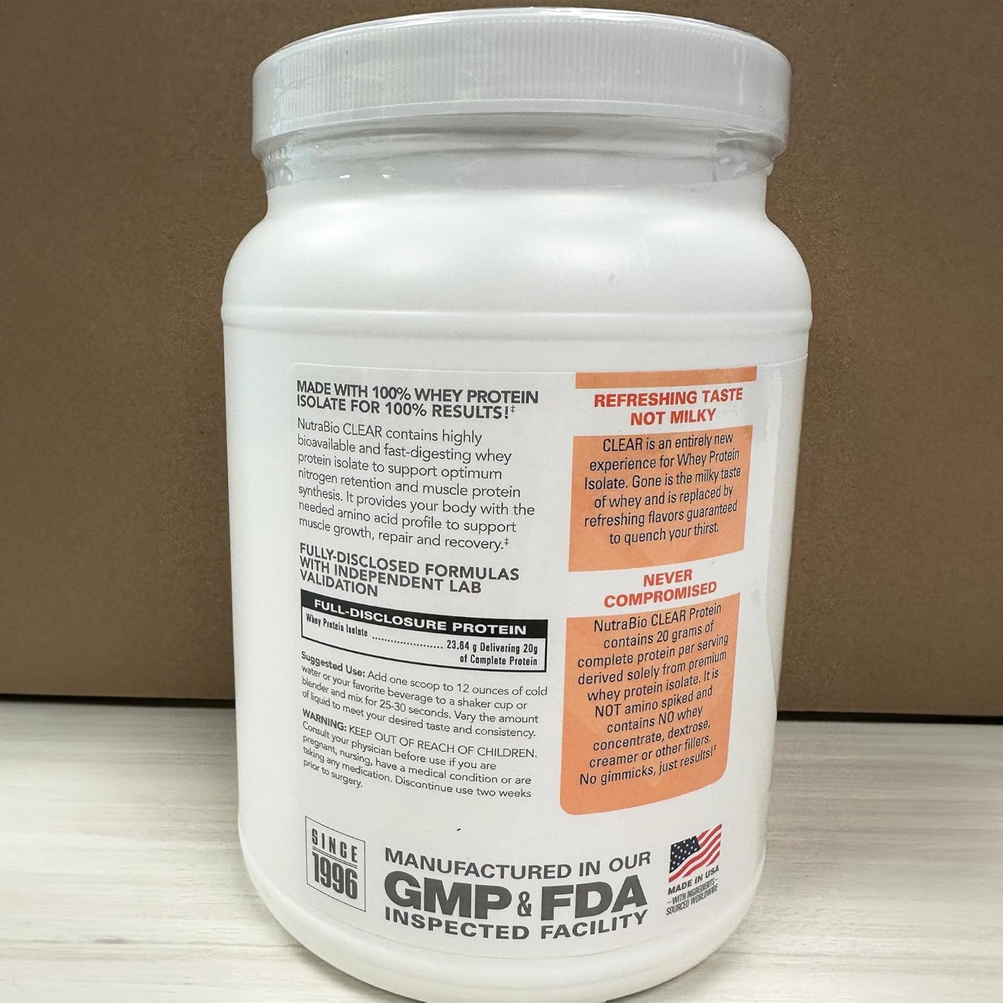 NutraBio Clear Whey Isolate Protein Powder - Mango Mist Flavor, Refreshing Protein Juice with Zero Sugar, 20 Servings