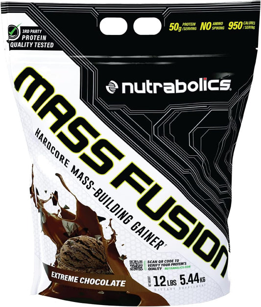 Nutrabolics Mass Fusion Extreme Chocolate Protein Powder 12 lb - 29 Servings