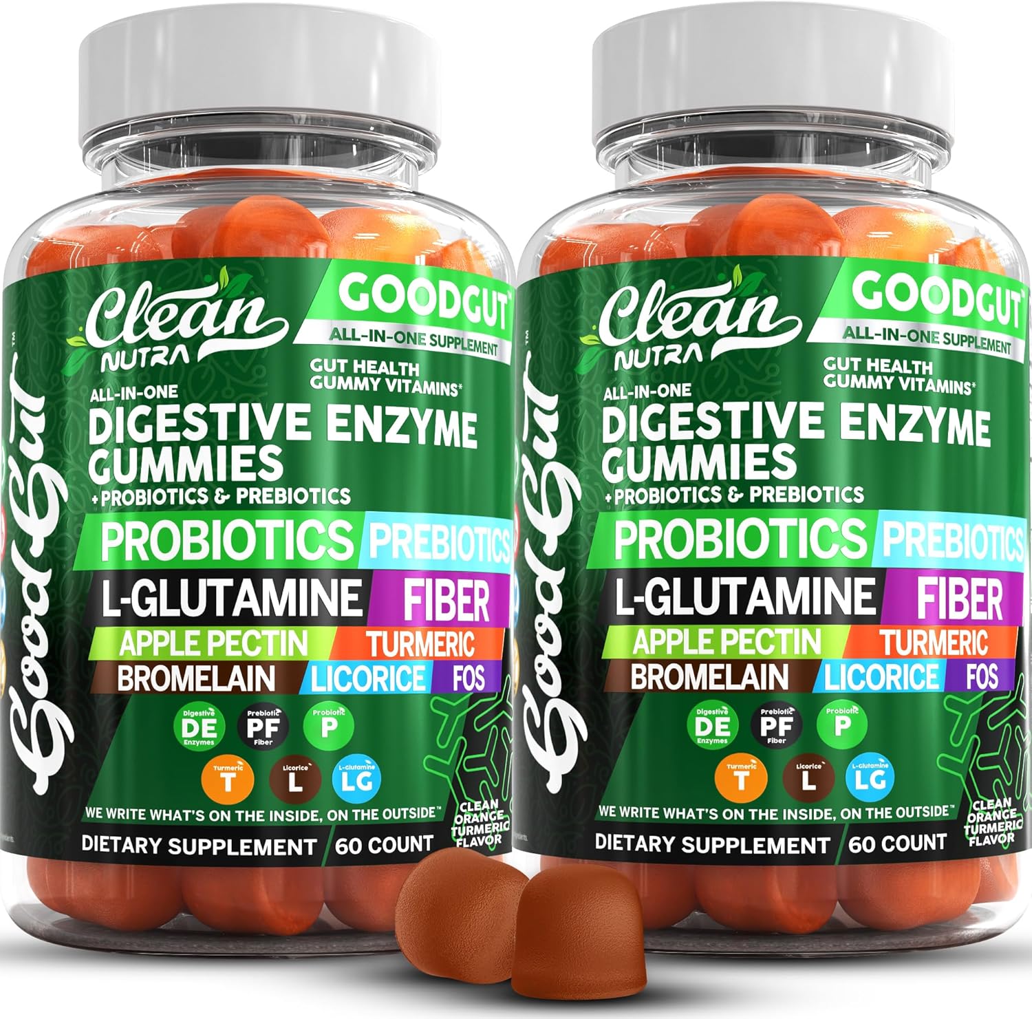 Nutraceutical Digestive Enzymes Gummies with Probiotics, Prebiotics, and L-Glutamine for Gut Health