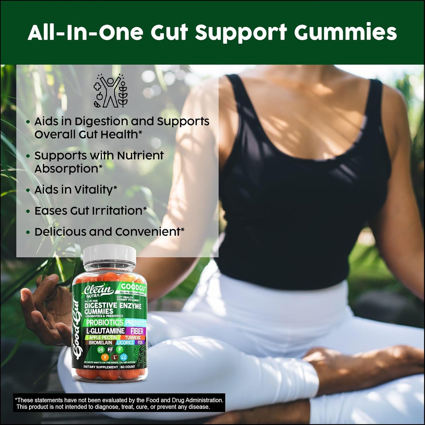 Nutraceutical Digestive Enzymes Gummies with Probiotics, Prebiotics, and L-Glutamine for Gut Health