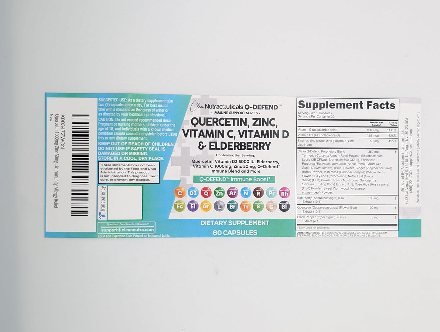 Nutraceutical Immune Defense Support Supplement with Quercetin, Zinc, Vitamin C, Vitamin D, and More - Allergy Relief for Adults (5 Pack)