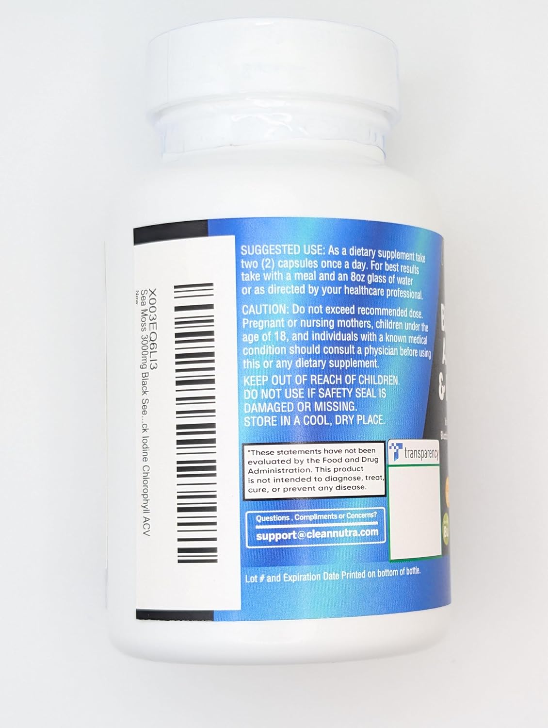 Nutraceuticals Sea Moss Black Seed Oil Ashwagandha Turmeric Bladderwrack Burdock Vitamin C D3 Elderberry Manuka Dandelion Yellow Dock Iodine Chlorophyll ACV - 2 Pack