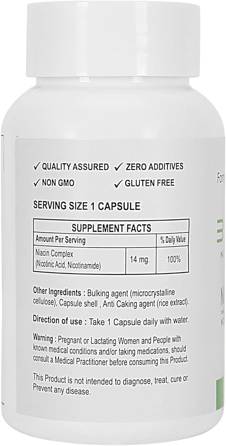 Nutraceuticals Vitamin B3 Niacin, Nicotinic Acid & Nicotinamide, Enhanced Formula - 90 Capsules