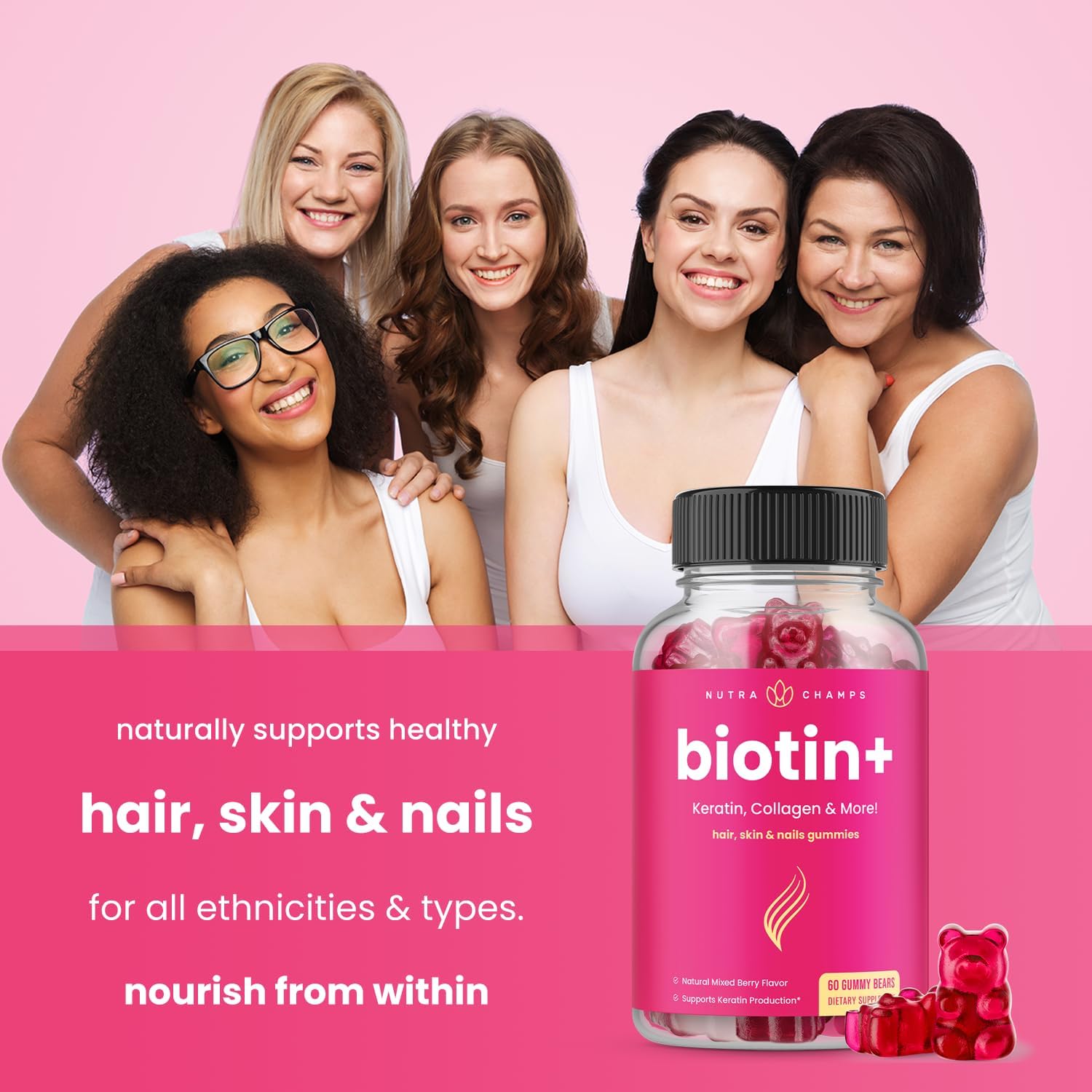 NutraChamps Biotin Bundle for Hair, Skin & Nails - 2 Pack Biotin & Biotin+ Formula for Wellness