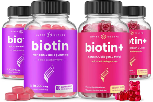 NutraChamps Biotin + Collagen + Keratin for Healthy Hair, Skin, and Nails