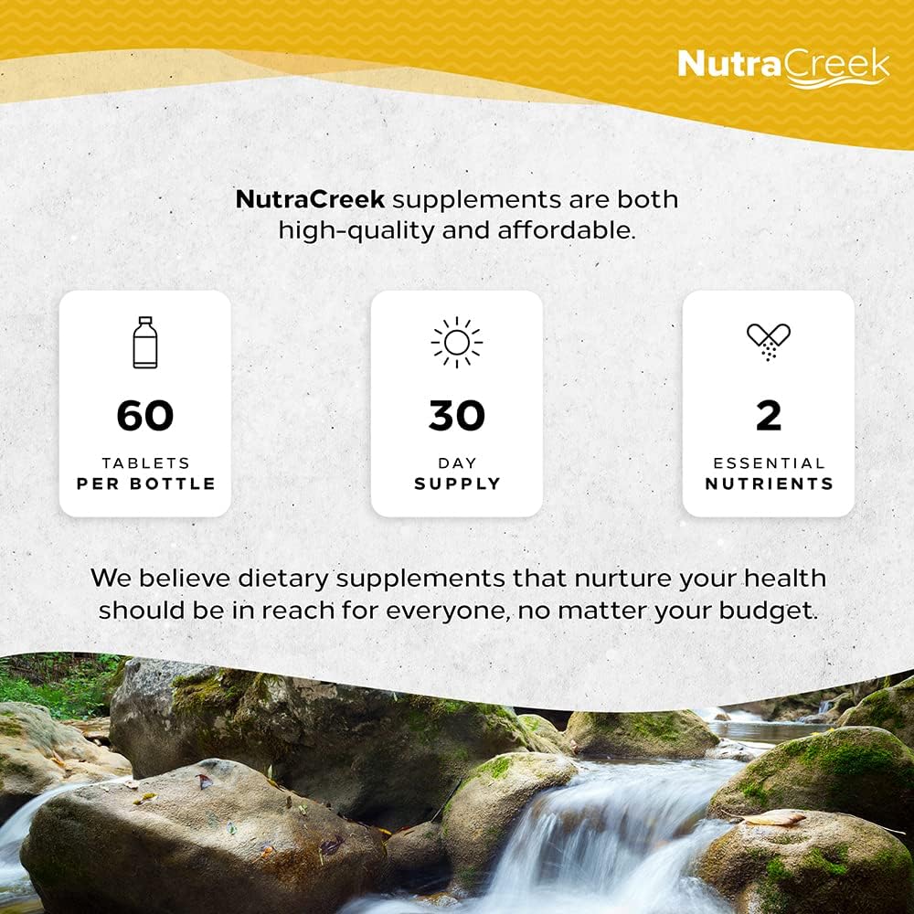 NutraCreek Calcium Supplement with Vitamin D3 - 1200mg Calcium Carbonate & Cholecalciferol for Bone Health and Immune Support - 60 Tablets - BoostGo Australia