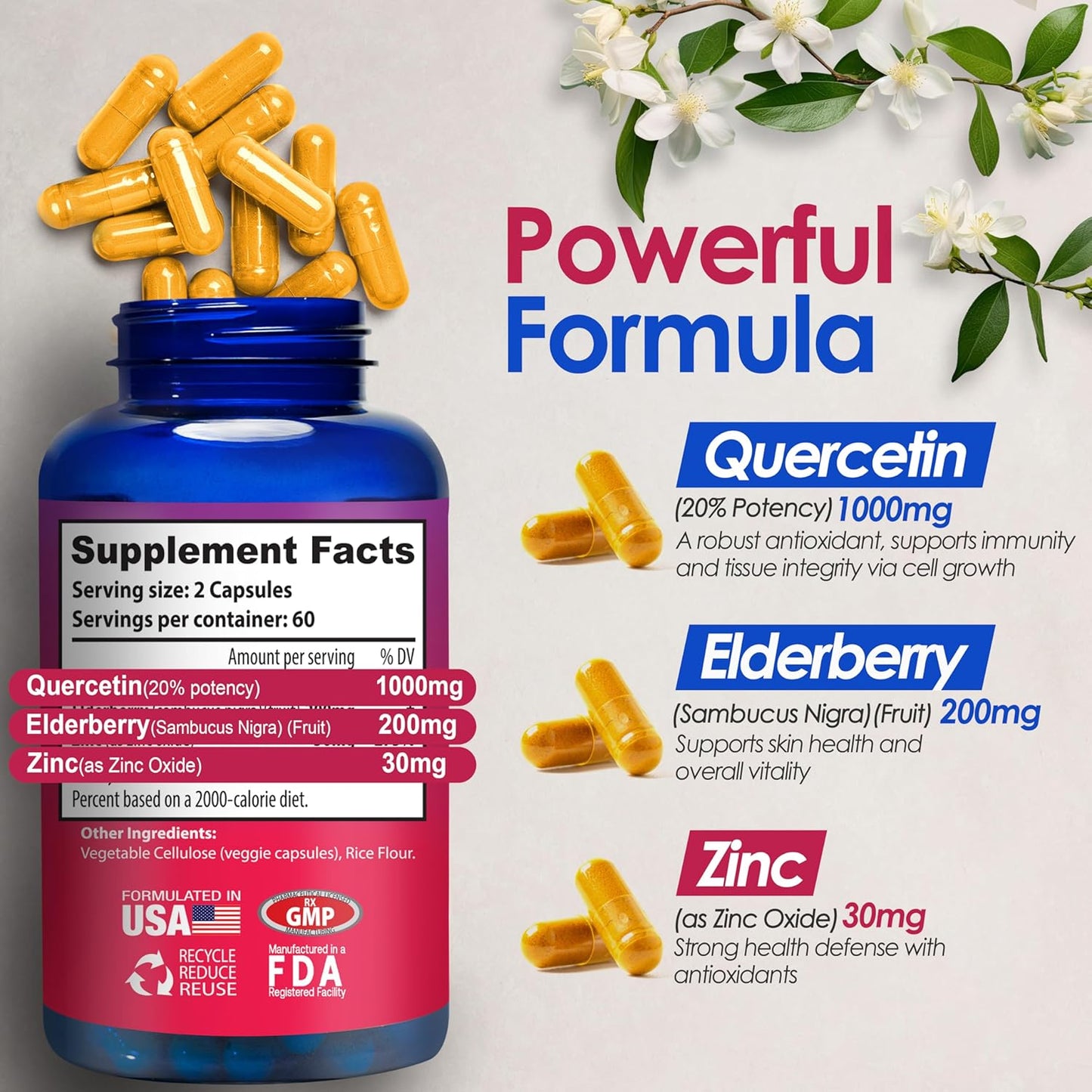 Nutradora ImmunoMend Quercetin & Magnesium Supplement for Immunity & Muscle Support