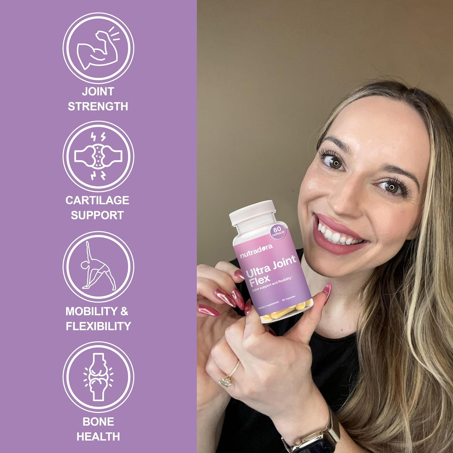 Nutradora Ultra Joint Support Supplement - Advanced Joint Health Capsules for Flexibility and Support - 60 Capsules Made in USA