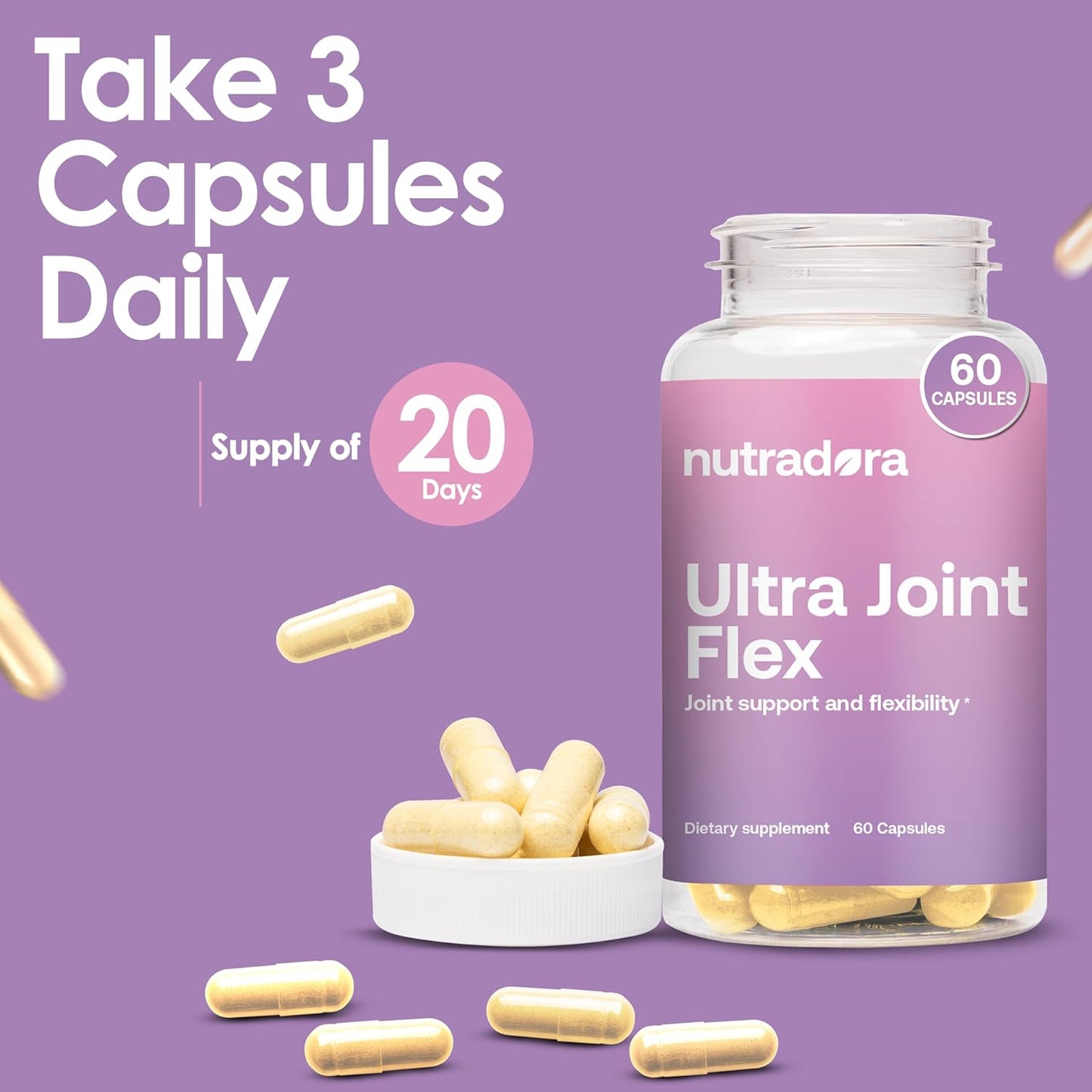 Nutradora Ultra Joint Support Supplement - Advanced Joint Health Capsules for Flexibility and Support - 60 Capsules Made in USA