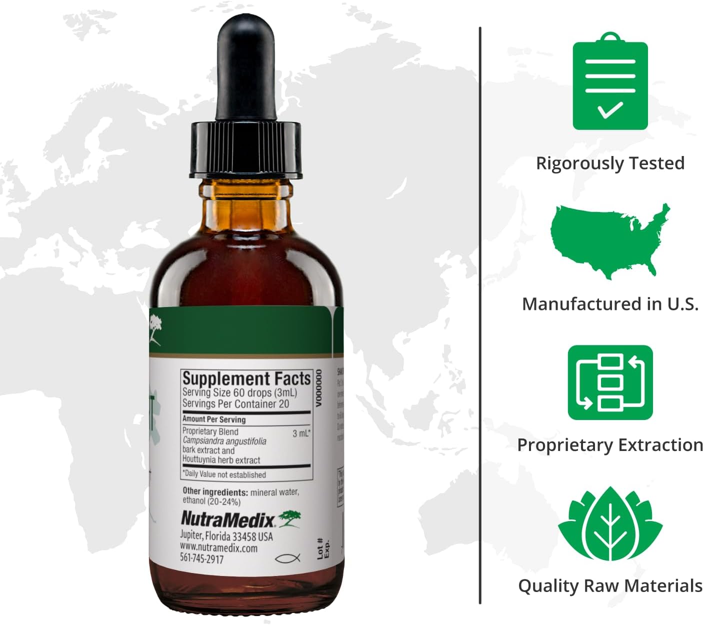 NutraMedix Nutra BRT Liquid Herbal Supplement - Gut Health & Immune Support - Cumanda Bark & Houttuynia Leaf - Digestive Health & Immune System Booster - 60mL - BoostGo Australia