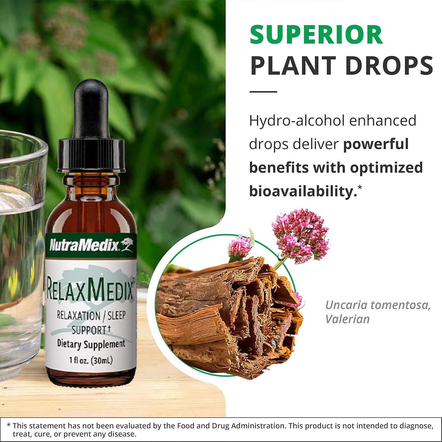 NutraMedix RelaxMedix Drops - Samento Cat's Claw & Valerian Root Extract Tincture for Relaxation & Immune Support - 1oz