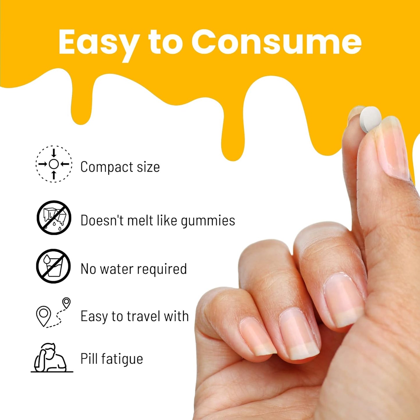 NutraMeltz Vitamin C and Zinc Tablets - Immunity Support for Hair Growth, Quick Dissolve Lemon & Orange Flavor - 60 Ct.