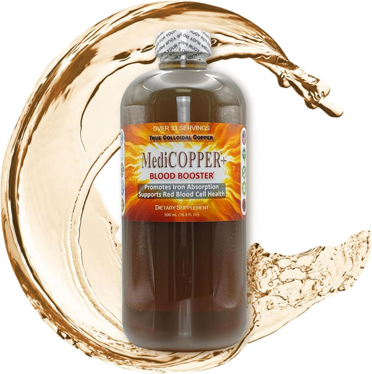 Nutraneering MediCOPPER® Plus True Colloidal Copper CuNP Supplement - 500 mL Blood Booster in Clear Plastic Bottle