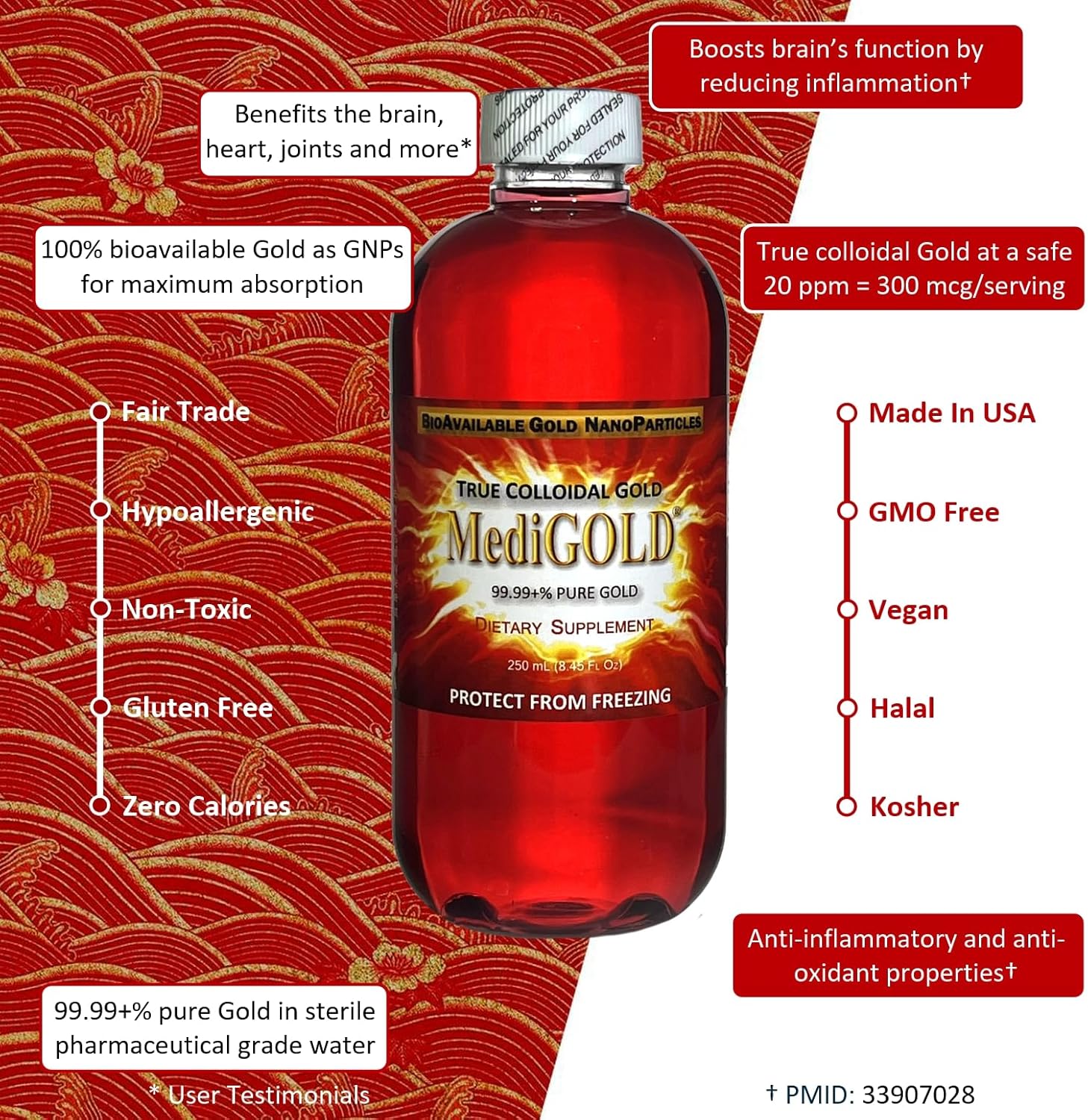 Nutraneering MediGOLD® True Colloidal Gold AuNP Nutritional Supplement - 250 mL Bottle