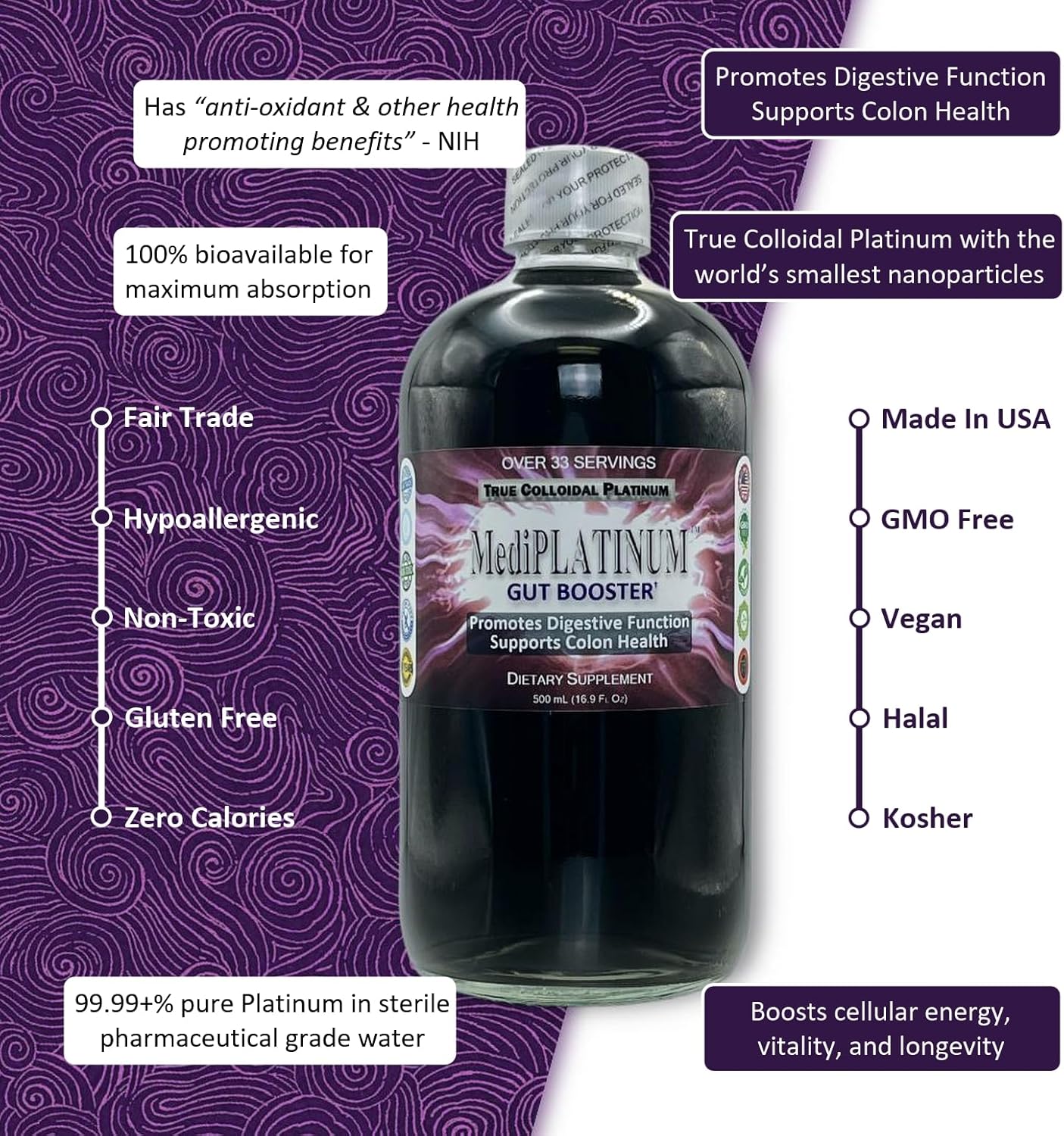 Nutraneering MediPLATINUM True Colloidal Platinum Supplement - 250 mL (8.45 Fl Oz) Clear BPA-Free Bottle