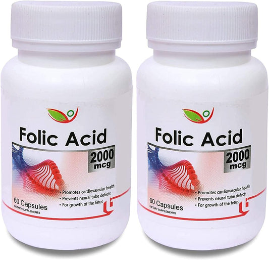Nutranix VNZ Folic Acid 2000mcg Supplement - 120 Capsules, Two-Pack