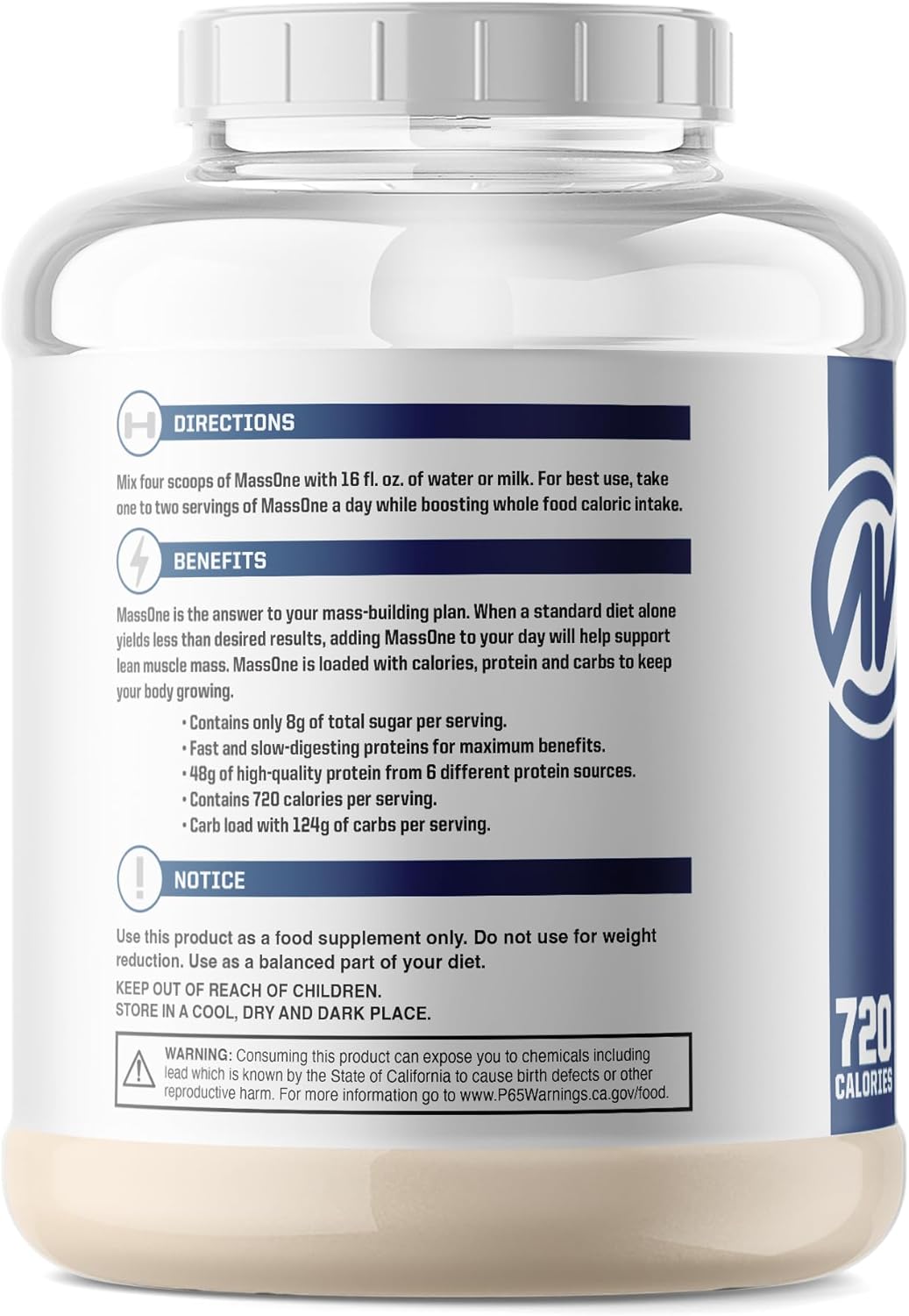 NutraOne Mass Gainer Protein Powder - Vanilla Flavor - 7 lbs - High Protein Meal Replacement for Mass Gain