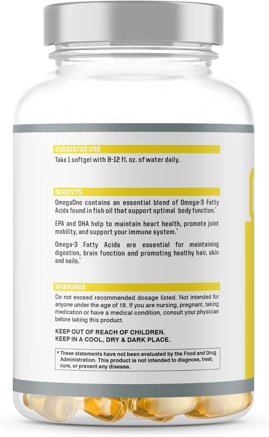 NutraOne Omega-3 Fish Oil Supplement - 90 Pills, 500mg OmegaOne Fish Oil
