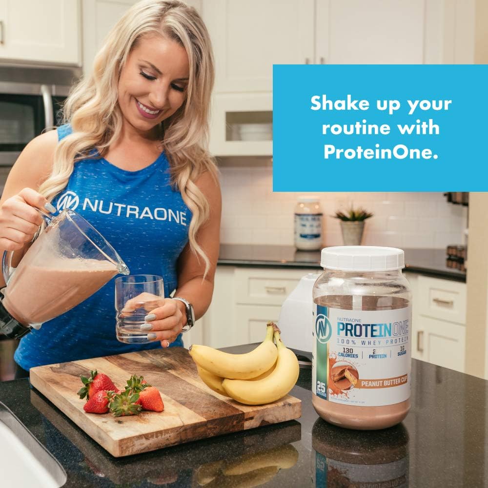 NutraOne ProteinOne Whey Protein Shake Powder for Muscle Recovery & Building (Cookies & Cream, 5 LB) - Men & Women