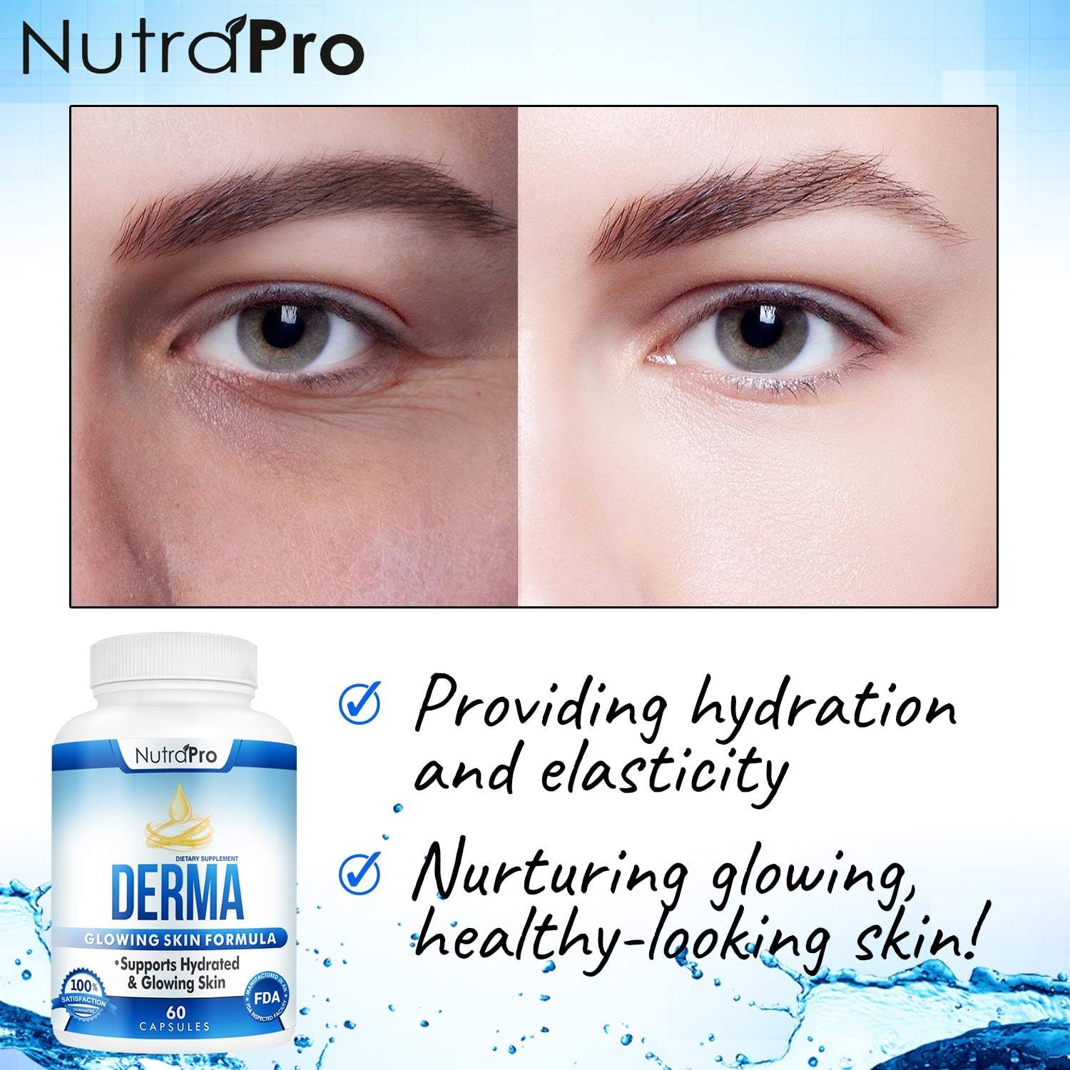 NutraPro Skin Hydration Supplement with Phytoceramides & Alpha Lipoic Acid - Fast-Acting Anti-Aging Complex for Glowing Skin, Smoothness, & Wrinkle Reduction - 60 Liquid Capsules - BoostGo Australia