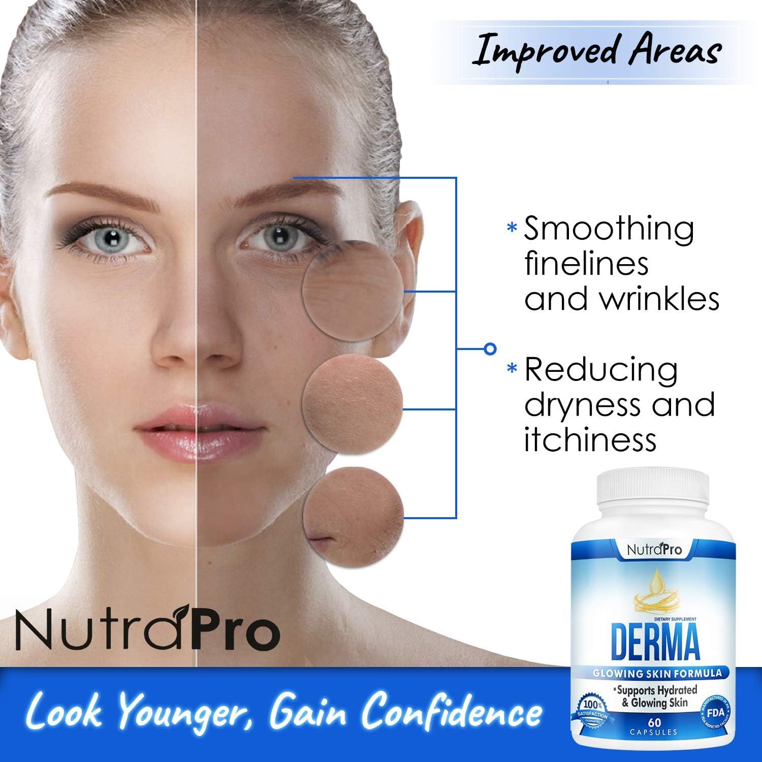 NutraPro Skin Hydration Supplement with Phytoceramides & Alpha Lipoic Acid - Fast-Acting Anti-Aging Complex for Glowing Skin, Smoothness, & Wrinkle Reduction - 60 Liquid Capsules - BoostGo Australia