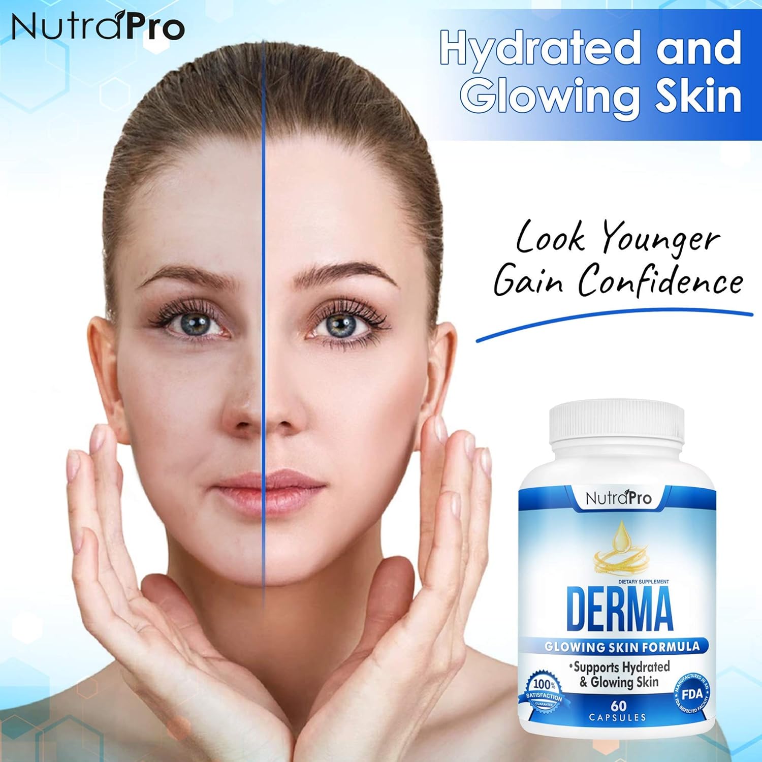 NutraPro Skin Hydration Supplement with Phytoceramides & Alpha Lipoic Acid - Fast-Acting Anti-Aging Complex for Glowing Skin, Smoothness, & Wrinkle Reduction - 60 Liquid Capsules - BoostGo Australia