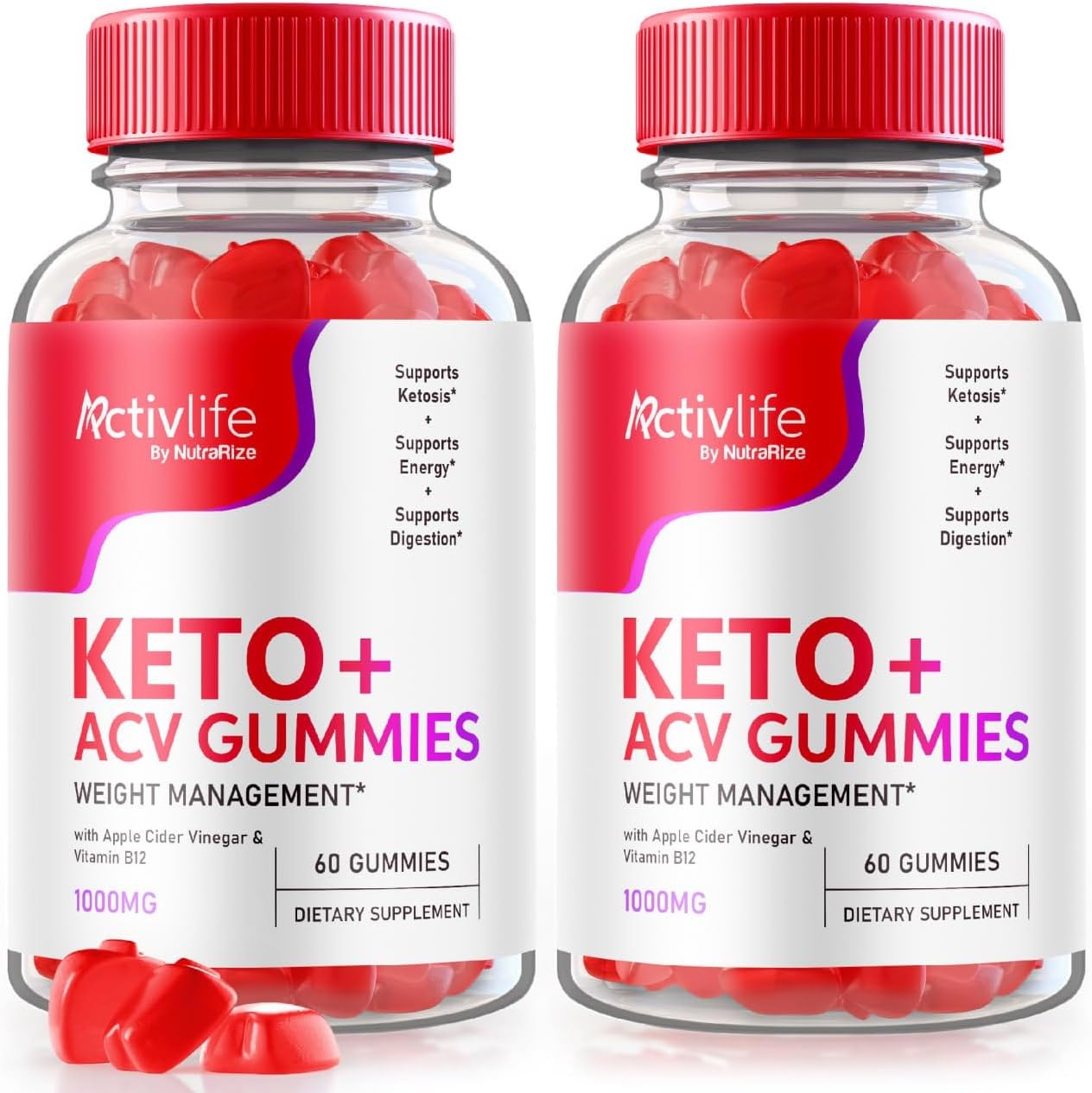 NutraRize ActivLife Keto + ACV Gummies for Advanced Weight Loss - Pack of 2 (120 Gummies)