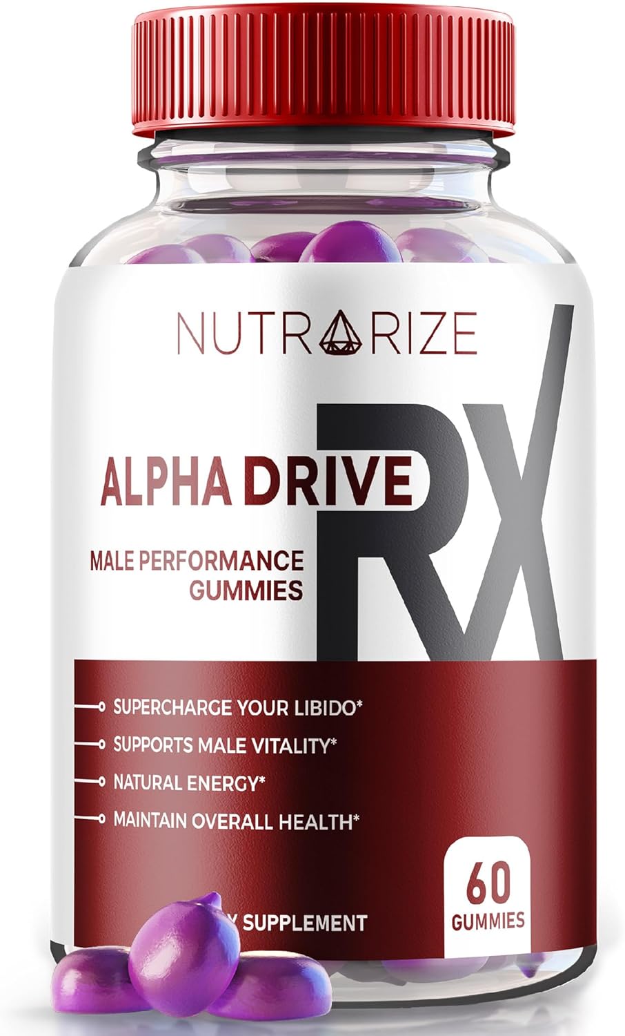 NutraRize Alpha Drive RX Gummies for Men - Daily Supplement for Peak Performance & Well-Being - Official Reviews - 60 Gummies
