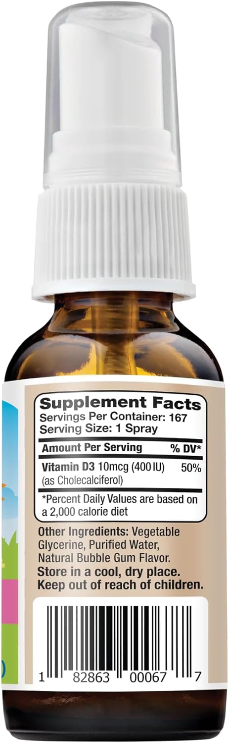 Nutrasumma Kids Vitamin D3 Spray - Bubble Gum Flavor - 1oz Bottle - High Absorption Rate - Bone & Immune System Support