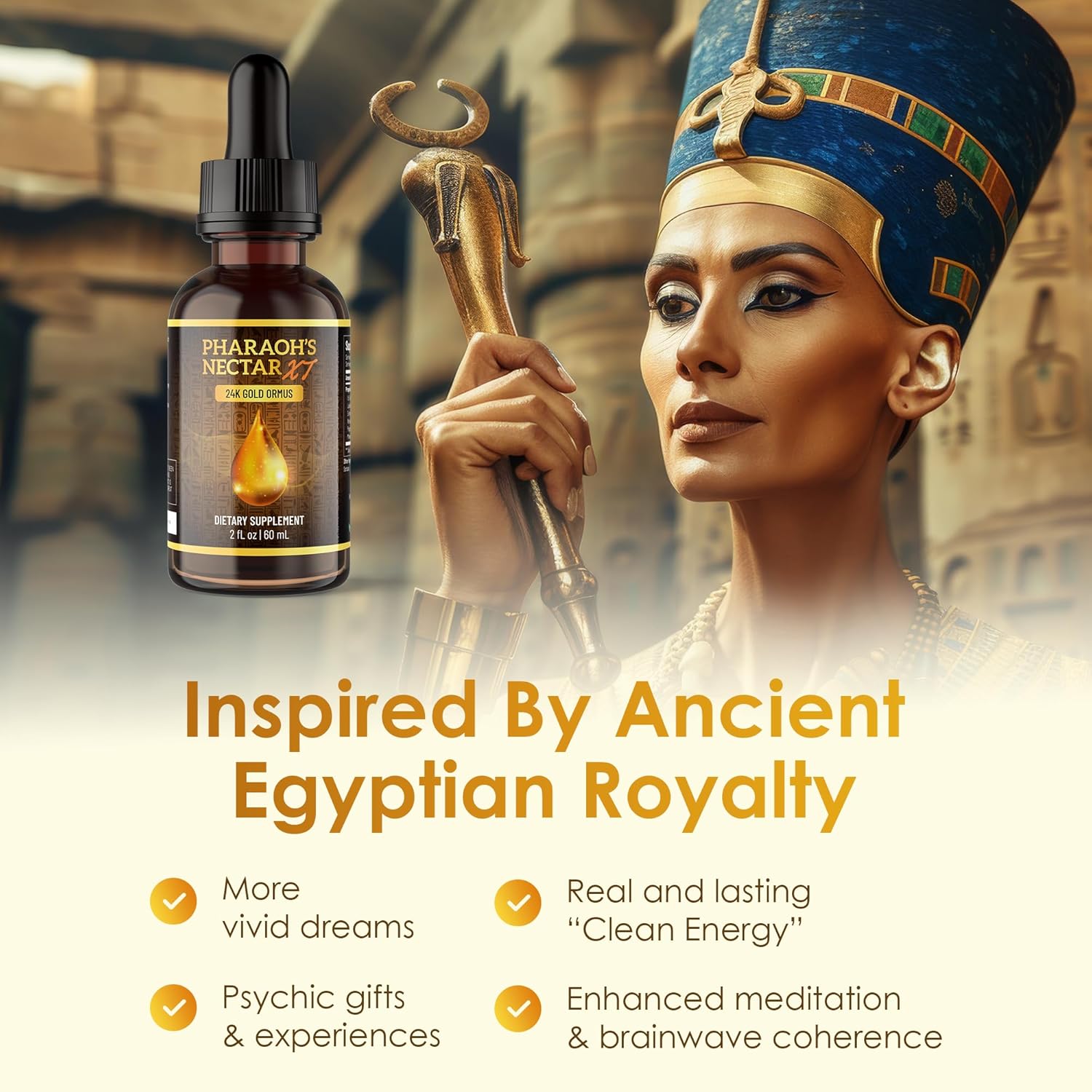 Nutraville Pharaoh's Nectar XT 24K Monoatomic Gold Ormus - Ultra-Pure Gold Concentration for Pineal Gland Activation and DNA Awakening - 30 Servings