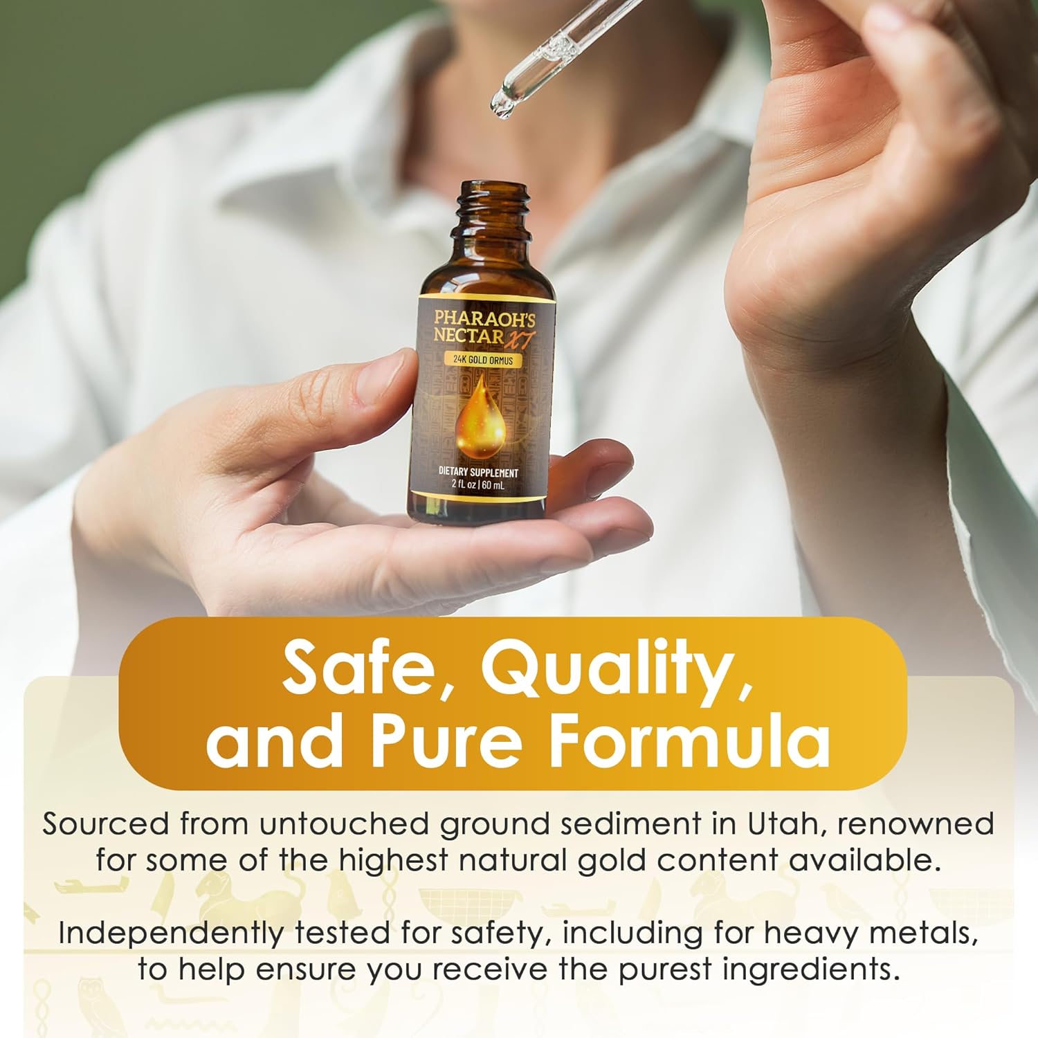 Nutraville Pharaoh's Nectar XT 24K Monoatomic Gold Ormus - Ultra-Pure Gold Concentration for Pineal Gland Activation and DNA Awakening - 30 Servings